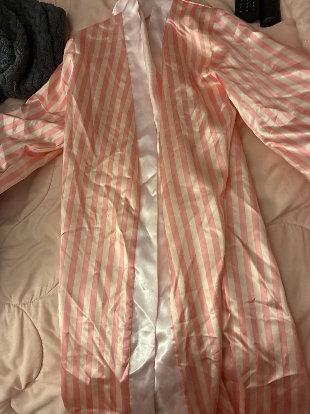 Pink & White Striped Robe